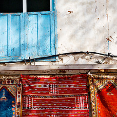 Image showing blue window in morocco africa old construction and brown wall re