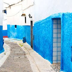 Image showing old door in morocco africa ancien and wall ornate   blue street