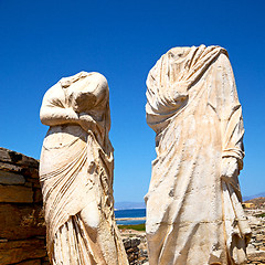 Image showing archeology  in delos greece the historycal acropolis and old rui