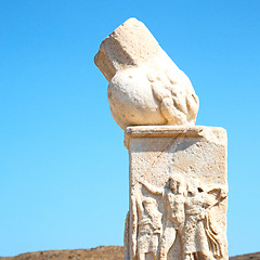 Image showing archeology  in delos greece the historycal acropolis and old rui