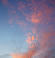 Image showing light  the sunrise in  colored sky white soft clouds and abstrac