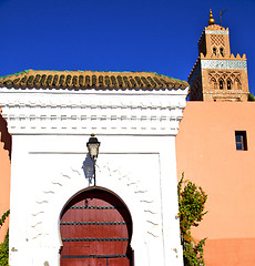 Image showing historical marble  in  antique building door morocco      style 