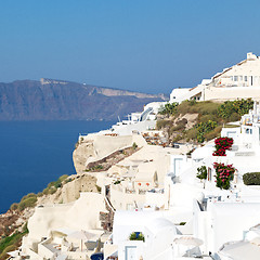 Image showing in vacation europe cyclades santorini old town white and the sky