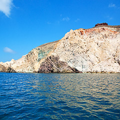 Image showing from the boat sea and sky in mediterranean sea santorini greece 