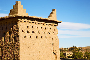 Image showing brown old  construction in africa morocco palm tree