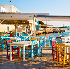 Image showing wicker sofa  in santorini europe greece old restaurant chair and