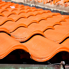 Image showing old roof in italy the line and texture of diagonal architecture