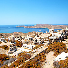 Image showing temple  in delos greece the historycal acropolis and old ruin si