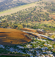 Image showing from high in the village morocco africa field and constructions