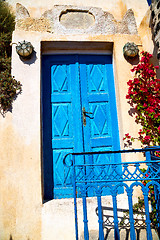 Image showing blue door in antique  greece europe and    white 