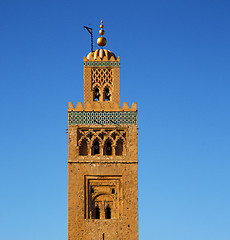Image showing history in maroc africa  minaret religion and the blue     sky