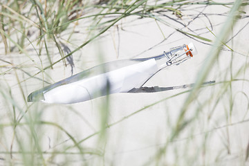 Image showing Bottle post on the beach