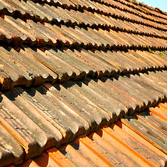 Image showing old roof in italy the line and texture of diagonal architecture