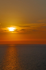 Image showing in santorini    greece sunset and the sky mediterranean red sea