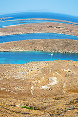 Image showing sea in delos greece the historycal acropolis and old ruin site