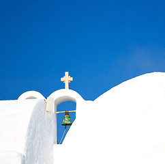 Image showing cross  in santorini greece old construction and the sky