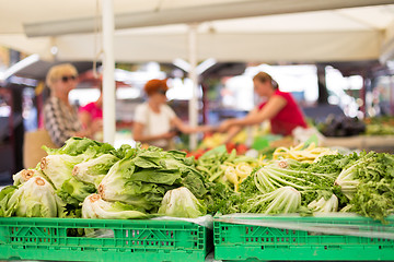 Image showing Farmers\' food market stall with variety of organic vegetable.