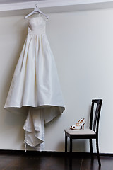 Image showing white shoes and wedding dress