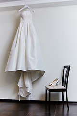 Image showing white shoes and wedding dress