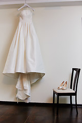 Image showing white shoes and wedding dress