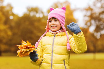 Image showing happy beautiful little girl portrait outdoors