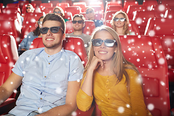 Image showing happy couple watching movie in 3d theater