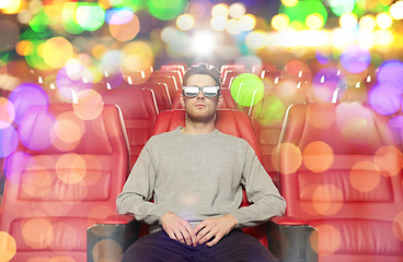 Image showing young man watching movie in 3d theater