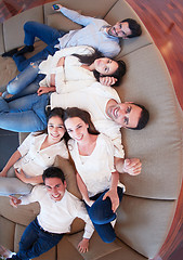 Image showing friends group get relaxed at home