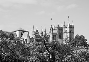 Image showing Black and white Westminster Abbey in London