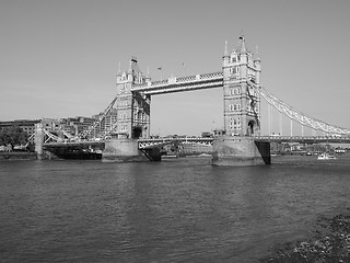 Image showing Black and white Tower Bridge in London