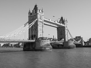 Image showing Black and white Tower Bridge in London