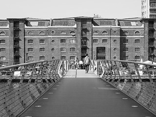 Image showing Black and white West India Quay in London