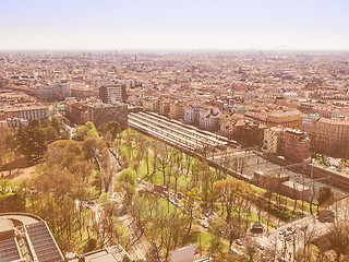 Image showing Retro looking Milan aerial view