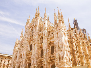 Image showing Retro looking Milan cathedral