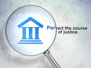 Image showing Law concept: Courthouse and Pervert the course Of Justice with optical glass