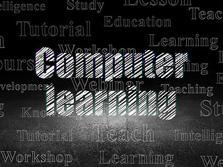 Image showing Education concept: Computer Learning in grunge dark room