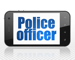 Image showing Law concept: Smartphone with Police Officer on display