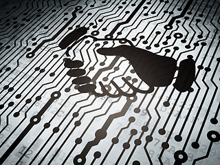 Image showing Political concept: circuit board with Handshake