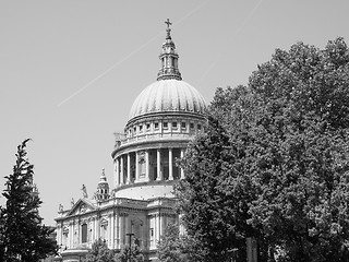 Image showing Black and white St Paul Cathedral in London