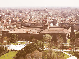 Image showing Retro looking Milan aerial view