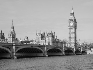 Image showing Black and white Houses of Parliament in London