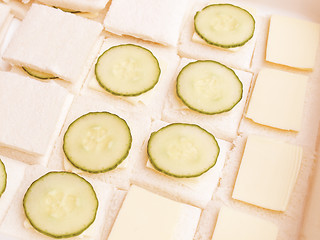 Image showing Retro looking Cucumber sandwich