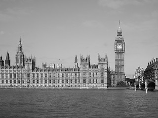 Image showing Black and white Houses of Parliament in London