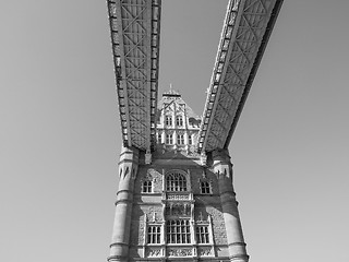 Image showing Black and white Tower Bridge in London