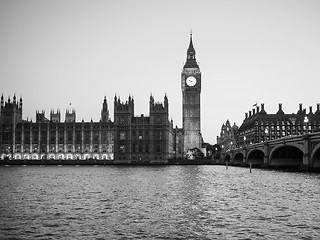 Image showing Black and white Houses of Parliament in London