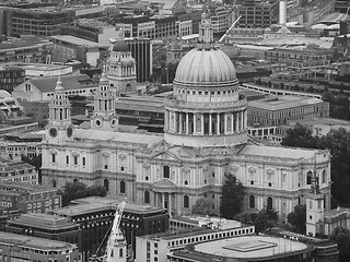 Image showing Black and white Aerial view of London