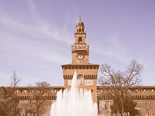 Image showing Retro looking Castello Sforzesco Milan