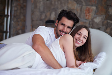 Image showing couple relax and have fun in bed