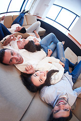 Image showing friends group get relaxed at home