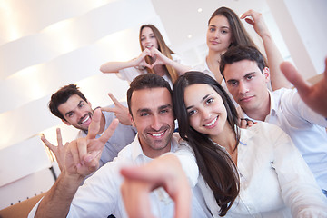 Image showing group of friends taking selfie